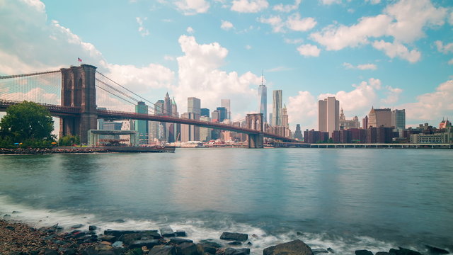 day broolkyn bridge panorama 4k time lapse from new york