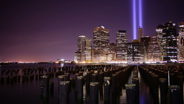 night light 11 september memorial symbol 4k time lapse from nyc