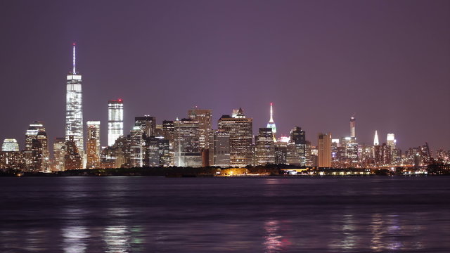 west side pier view on freedom tower 4k time lapse