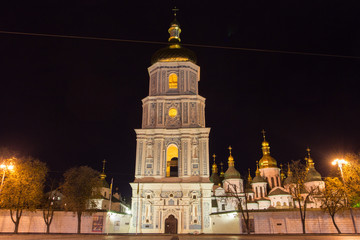 Fototapeta na wymiar Sophievskaya Square with Bell tower of the Saint Sophia Cathedra