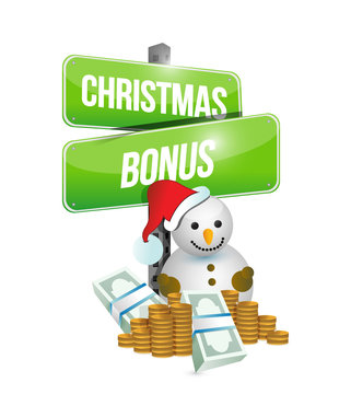 christmas bonus sign and snowman