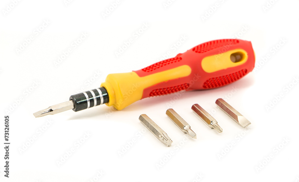 Wall mural screwdriver set on isolated white background