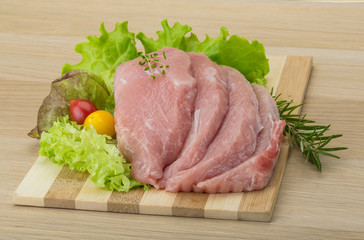 Raw pork schnitzel