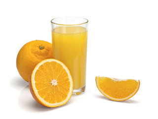 Glass of orange juice with fruit
