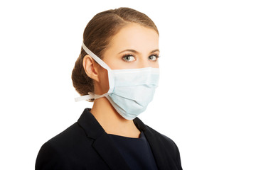 Businesswoman with protecting mask