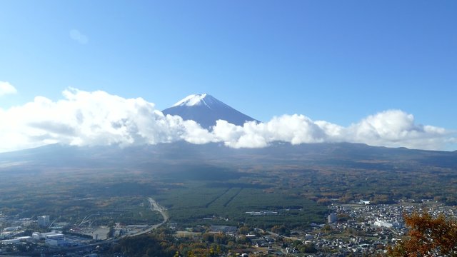 Mt. Fuji with fall colors in Japan.