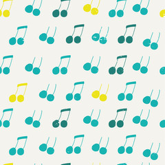 seamless music note pattern with grunge texture