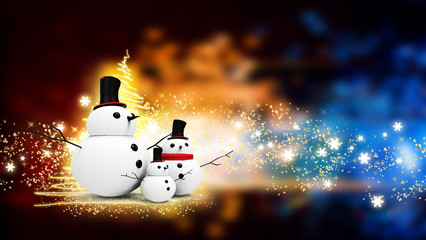 snowman family with light star