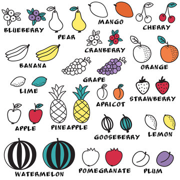 Set of doodle fruits - for scrapbook or design.