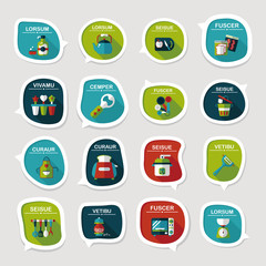 Kitchenware bubble speech flat banner design background set, eps