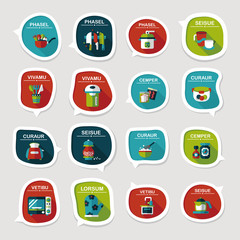 Kitchenware bubble speech flat banner design background set, eps