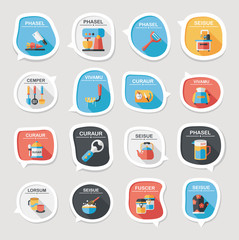 Kitchenware bubble speech flat banner design background set, eps
