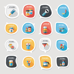 Kitchenware bubble speech flat banner design background set, eps