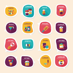 Kitchenware bubble speech flat banner design background set, eps
