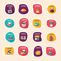 Kitchenware bubble speech flat banner design background set, eps