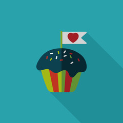 列Valentine's Day cupcake flat icon with long shadow,eps10印
