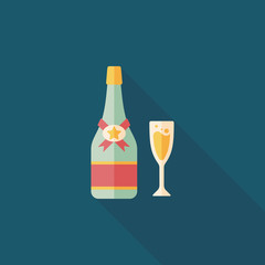 Valentine's day champagne flat icon with long shadow,eps10