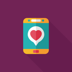 Valentine's Day message phone flat icon with long shadow,eps10