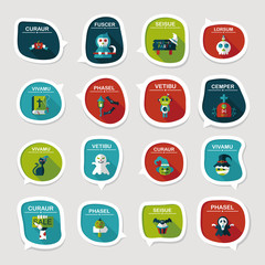 Halloween bubble speech banner design flat background set, eps10
