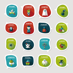 Halloween bubble speech banner design flat background set, eps10