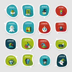 Halloween bubble speech banner design flat background set, eps10