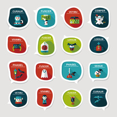 Halloween bubble speech banner design flat background set, eps10