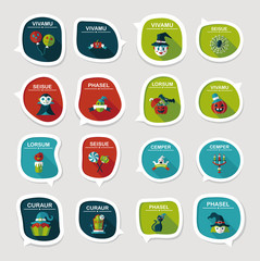 Halloween bubble speech banner design flat background set, eps10