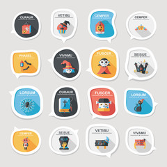 Halloween bubble speech banner design flat background set, eps10
