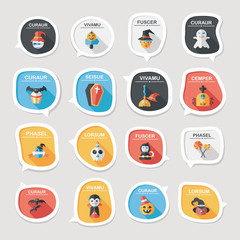 Halloween bubble speech banner design flat background set, eps10