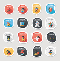 Halloween bubble speech banner design flat background set, eps10