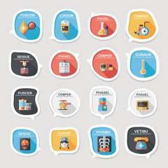 hospital bubble speech banner design flat background set, eps10