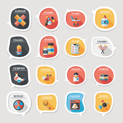 hospital bubble speech banner design flat background set, eps10
