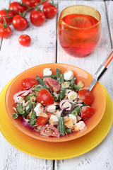 Fresh breakfast consisting of vegetable salad served
