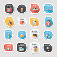 hospital bubble speech banner design flat background set, eps10