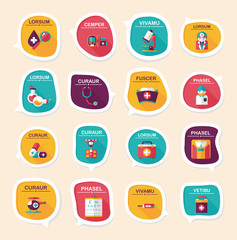 hospital bubble speech banner design flat background set, eps10