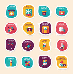 hospital bubble speech banner design flat background set, eps10