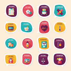 hospital bubble speech banner design flat background set, eps10