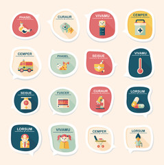 hospital bubble speech banner design flat background set, eps10