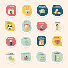 hospital bubble speech banner design flat background set, eps10