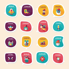 Christmas bubble speech banner design flat background set, eps10