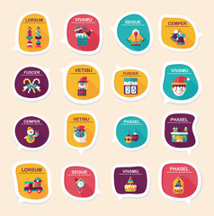 Christmas bubble speech banner design flat background set, eps10