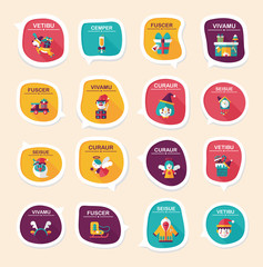 Christmas bubble speech banner design flat background set, eps10