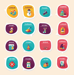 Christmas bubble speech banner design flat background set, eps10