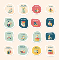 Christmas bubble speech banner design flat background set, eps10
