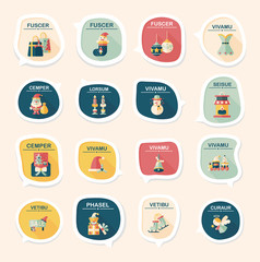 Christmas bubble speech banner design flat background set, eps10