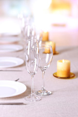 Table setting in restaurant