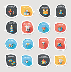 baby bubble speech banner design flat background set, eps10