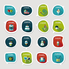 Birthday bubble speech banner design flat background set, eps10