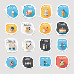 Birthday bubble speech banner design flat background set, eps10