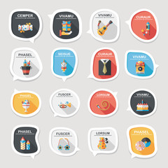 Birthday bubble speech banner design flat background set, eps10
